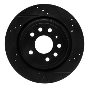 Cadillac BLS Brake Rotor (1) - Rear Right - R1 Concepts - Drilled & Slotted - Black - `03-`11